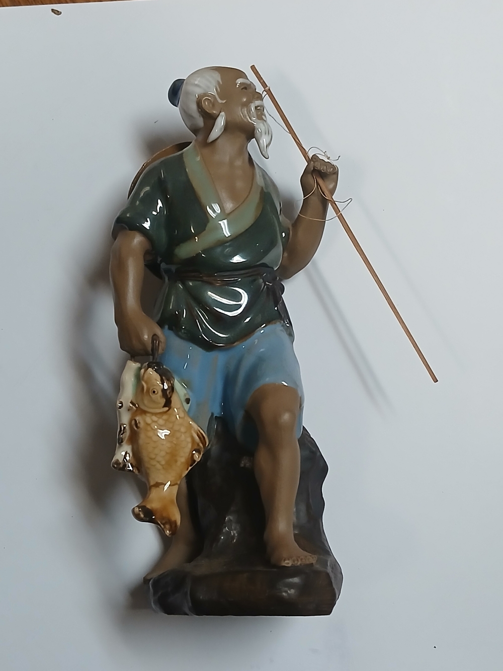 Vintage Chinese Shiwan Ceramic Mudman Fisherman Figurine